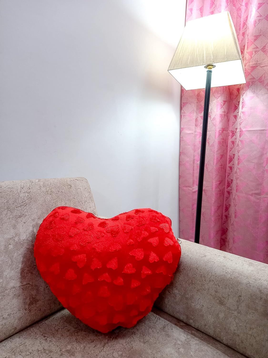 COUPLE CUSHION 2 PHOTO RED Microfiber Cushion (40 × 40 cm, Red) thumbnail 3