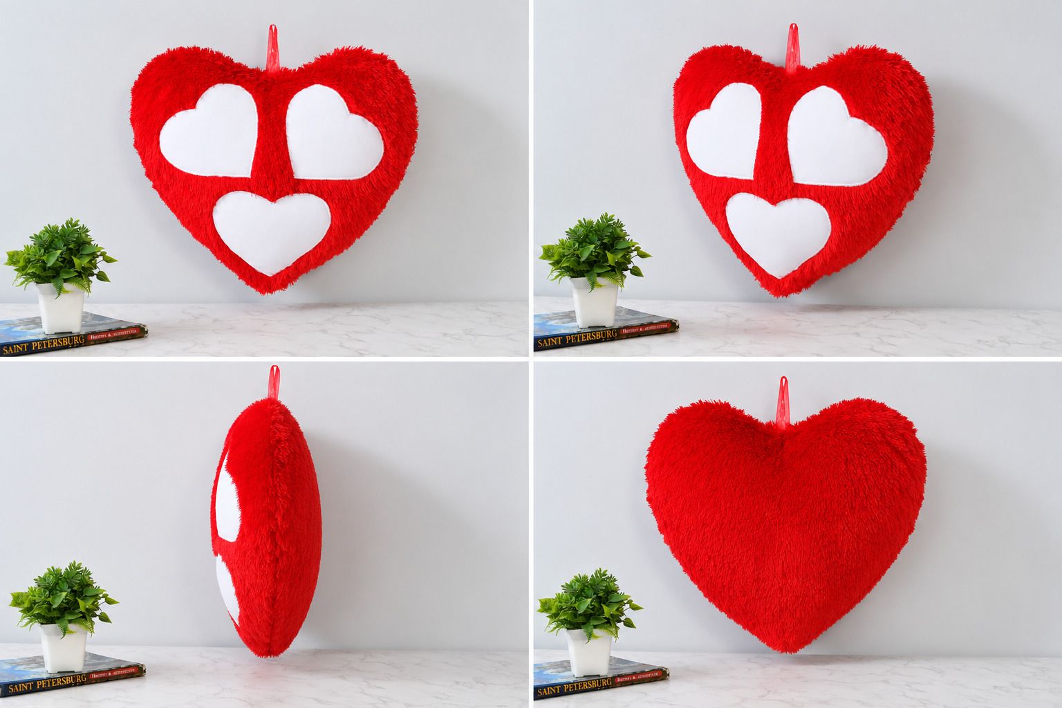 SMR Kart  Fur Cushion Cover (20 × 20 cm, Red & White) thumbnail 2