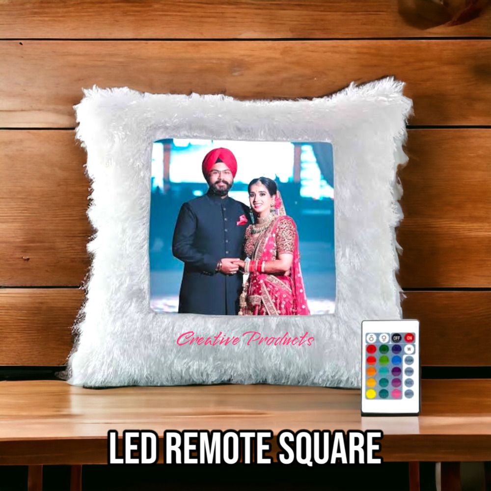 SMR Kart  Squre Fur Led Cushion Cover (40 × 40 cm, White)