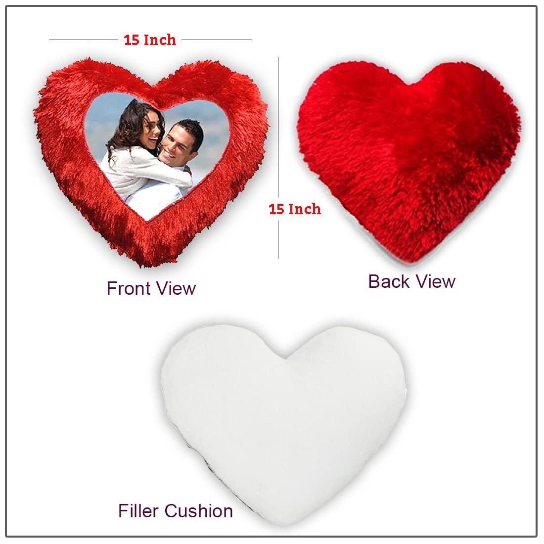 SMR Kart Heart Fur Cushions Cover (36 cm*38 cm, Red) thumbnail 4