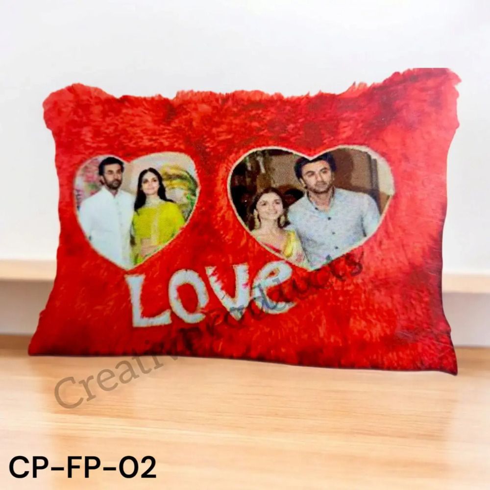 SMR Kart  Fur Cushion Cover (16 × 20 cm, Red)