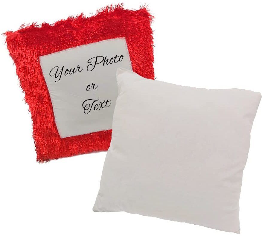 SMR Kart Fur Cushion Cover (35 × 35 cm, Red) thumbnail 3