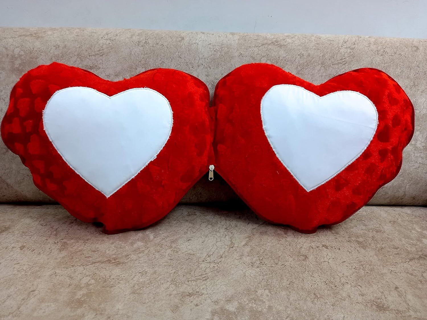COUPLE CUSHION 2 PHOTO RED Microfiber Cushion (40 × 40 cm, Red) thumbnail 2