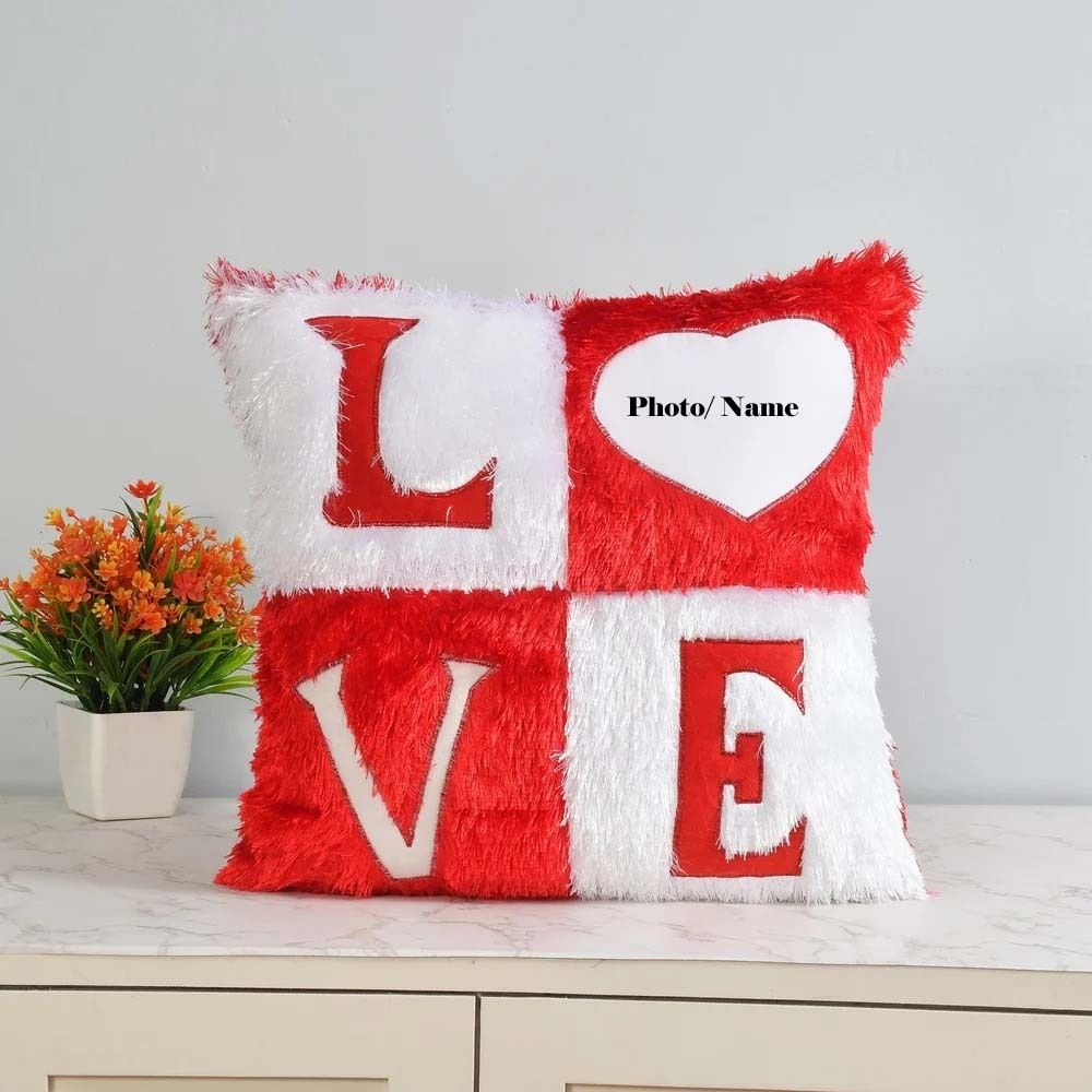SMR Kart Polyester Cushion Cover (18 × 18 cm, Red & White)