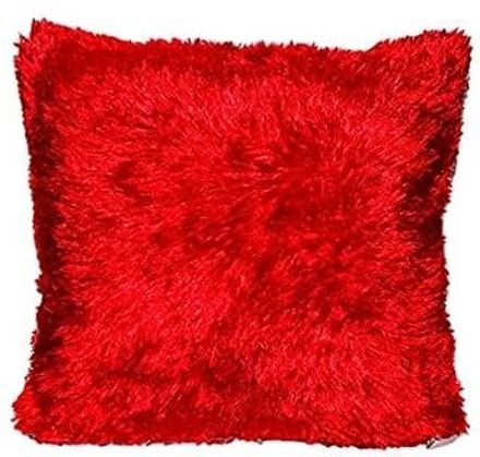 SMR Kart Fur Cushion Cover (35 × 35 cm, Red) thumbnail 2